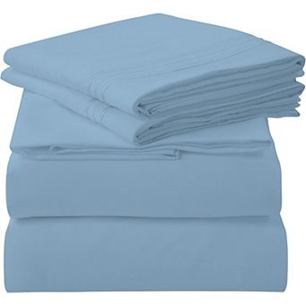 4 pc Queen Sheets Set-Soft Brushed 1800 Microfiber- 1 Fitted and 1 Flat Sheet,2 Pillow Cases