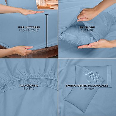 4 Piece Queen Sheets Set-Soft Brushed 1800 Microfiber- 1 Fitted and 1 Flat Sheet,2 Pillow Cases