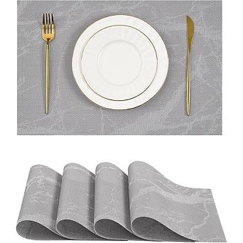 Reversible PVC Marble Placemats Set of 4 Flat-Pack