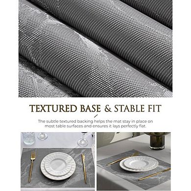 Reversible PVC Marble Placemats Set of 4 Flat-Pack