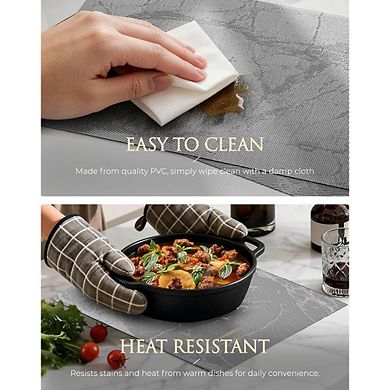 Reversible PVC Marble Placemats Set of 4 Flat-Pack