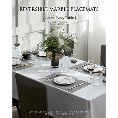 Reversible PVC Marble Placemats Set of 4 Flat-Pack