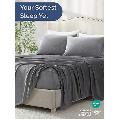 CGK Linens Fleece Sheet Set Velvet Flannel Bedding, Super Soft, Cozy & Plush Deep Pockets