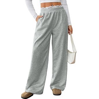 Women's Wide Leg Sweatpants Casual Loose Fit with Side Pockets