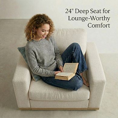 Opoiar 42" Accent Chair, Wide Armchair with Solid Wood Frame
