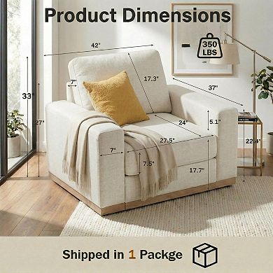Opoiar 42" Accent Chair, Wide Armchair with Solid Wood Frame