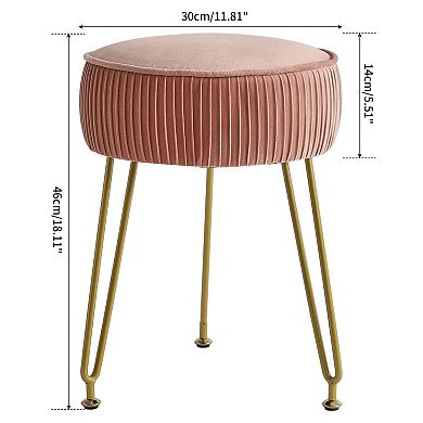 Round footstool, golden steel legs, adjustable foot pad, 30 cm
