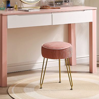 Round footstool, golden steel legs, adjustable foot pad, 30 cm