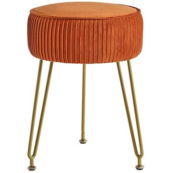 Round footstool, golden steel legs, adjustable foot pad, 30 cm