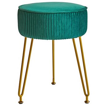 Round footstool, golden steel legs, adjustable foot pad, 30 cm