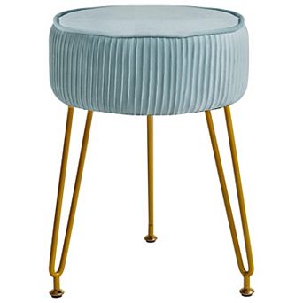 Round footstool, golden steel legs, adjustable foot pad, 30 cm