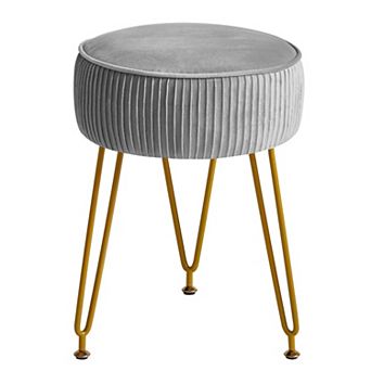 Round footstool, golden steel legs, adjustable foot pad, 30 cm