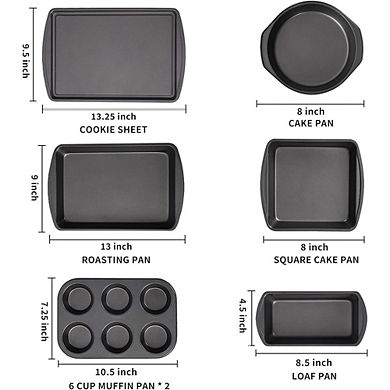 7-Piece Nonstick Carbon Steel Bakeware Set, Muffin, Loaf, Cake & Roasting Pans