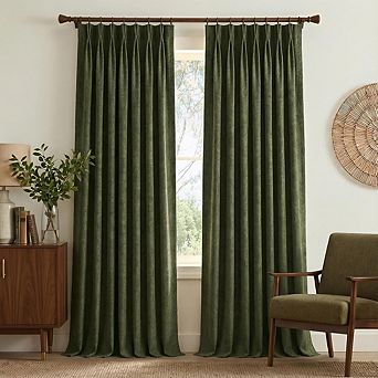 Linen Pinch Pleated Curtains, Room Darkening, Wrinkle Resistant Drapes
