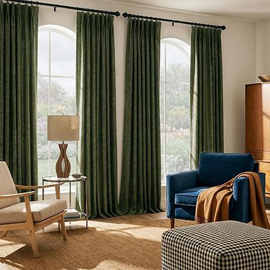 Linen Pinch Pleated Curtains, Room Darkening, Wrinkle Resistant Drapes