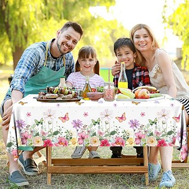 Spring Floral Tablecloths, disposable plastic covers, waterproof 3 pack