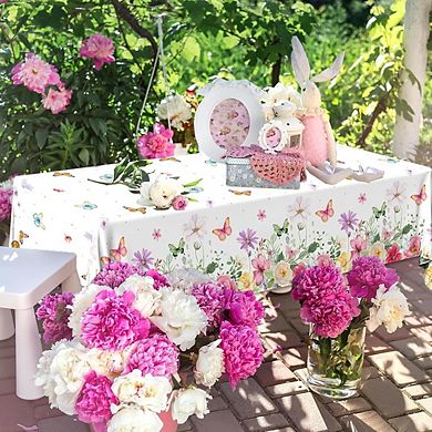 Spring Floral Tablecloths, disposable plastic covers, waterproof 3 pack