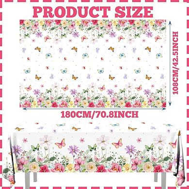 Spring Floral Tablecloths, disposable plastic covers, waterproof 3 pack