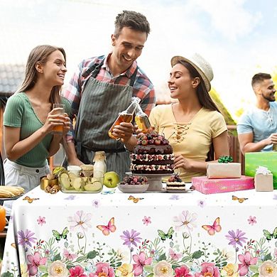 Spring Floral Tablecloths, disposable plastic covers, waterproof 3 pack