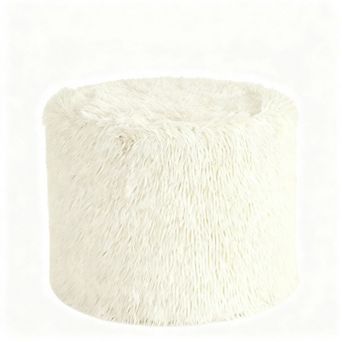 Foam-filled 17x14 Faux Round Footstool Washable Cover Hall Bedroom