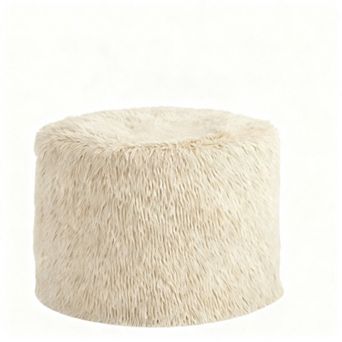 Foam-filled 17x14 Faux Round Footstool Washable Cover Hall Bedroom