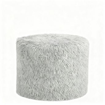 Foam-filled 17x14 Faux Round Footstool Washable Cover Hall Bedroom