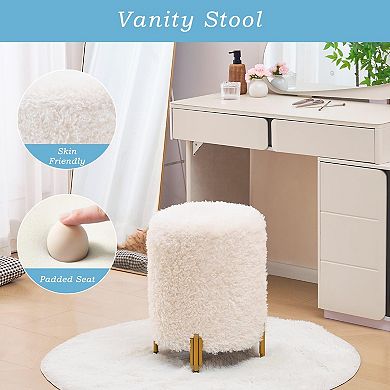 Round storage ottoman, metal legs, upholstered seat, coffee table, 300 pounds