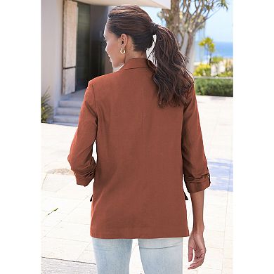 Lascana Women's Open Front Linen Blazer