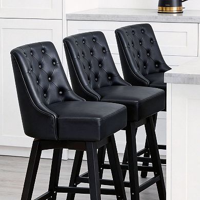 Opoiar 26" Swivel Counter Height Bar Stools, Upholstered Seat, Wood Legs