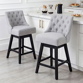 Opoiar 26" Swivel Counter Height Bar Stools, Upholstered Seat, Wood Legs