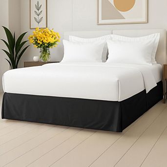 CGK Linens Pleated Bed Skirt - Hotel Quality 3-Sided Tailored Skirt with 15” Easy Fit Drop