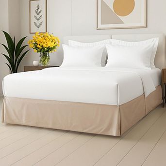 CGK Linens Pleated Bed Skirt - Hotel Quality 3-Sided Tailored Skirt with 15” Easy Fit Drop