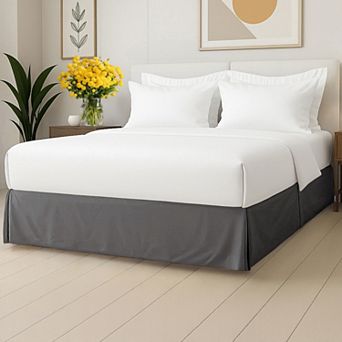 CGK Linens Pleated Bed Skirt - Hotel Quality 3-Sided Tailored Skirt with 15” Easy Fit Drop