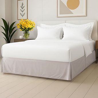 CGK Linens Pleated Bed Skirt - Hotel Quality 3-Sided Tailored Skirt with 15” Easy Fit Drop