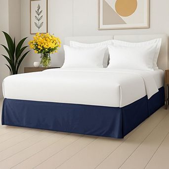 CGK Linens Pleated Bed Skirt - Hotel Quality 3-Sided Tailored Skirt with 15” Easy Fit Drop