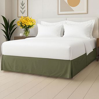 CGK Linens Pleated Bed Skirt - Hotel Quality 3-Sided Tailored Skirt with 15” Easy Fit Drop