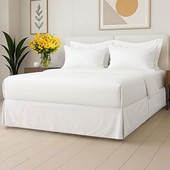 CGK Linens Pleated Bed Skirt - Hotel Quality 3-Sided Tailored Skirt with 15” Easy Fit Drop