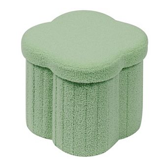 Flower Storage Ottoman Faux Lamb Fleece Foldable Footrest 12.6"