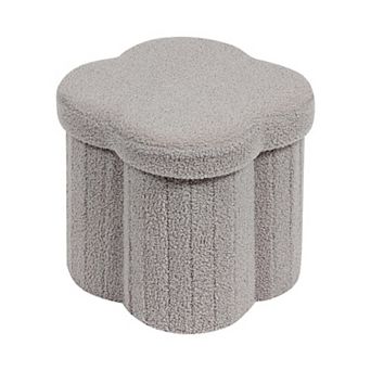 Flower Storage Ottoman Faux Lamb Fleece Foldable Footrest 12.6"