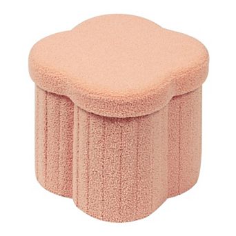 Flower Storage Ottoman Faux Lamb Fleece Foldable Footrest 12.6"