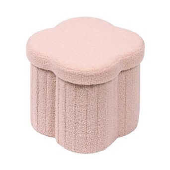 Flower Storage Ottoman Faux Lamb Fleece Foldable Footrest 12.6"
