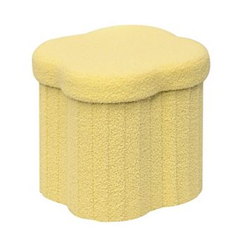 Flower Storage Ottoman Faux Lamb Fleece Foldable Footrest 12.6"
