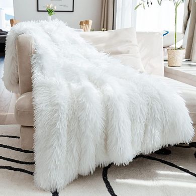 Faux Fur Throw Blanket Extra Long Hair Soft Fluffy Luxury Decorative Cozy Plush Shaggy Blanket
