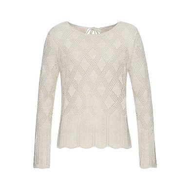 Lascana Women's Open Work Scallop Trim Sweater