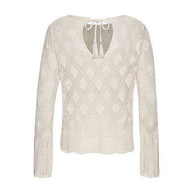 Lascana Women's Open Work Scallop Trim Sweater
