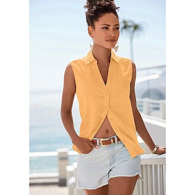 Lascana Women's Sleeveless Button Down Blouse