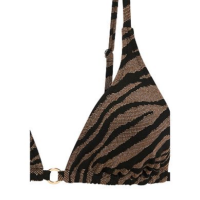 Lascana Women's O-Ring Zebra Print Triangle Bikini Top
