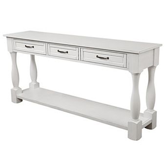 Pnronnc 63" Wood Console Table with 3 Drawers and Bottom Shelf Entryway Table