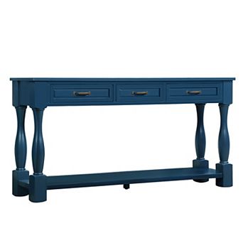 Pnronnc 63" Wood Console Table with 3 Drawers and Bottom Shelf Entryway Table