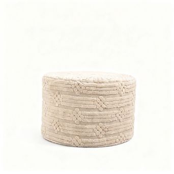 Footstool, plush round comfortable casual floor decoration, linen